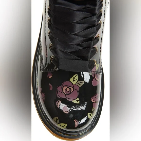Dr. Martens NWOT Black Floral Combat Boots, Kids' 1460 Pascal Boot Sz 3 - Picture 3 of 11